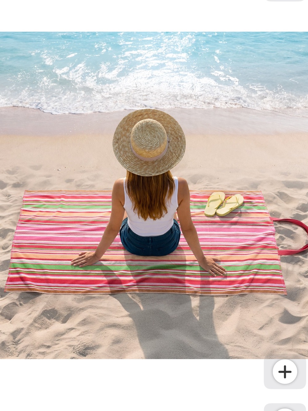 Pink Striped Beach Towel Mat - Lightweight Travel Towel